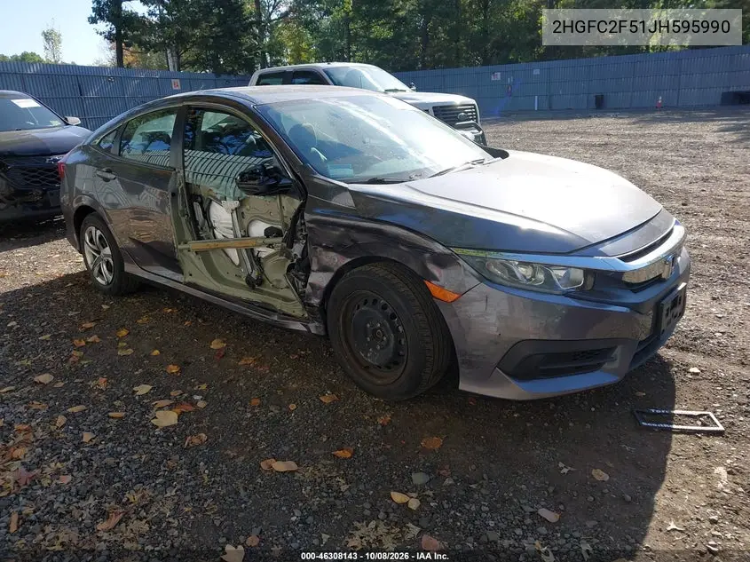 2018 Honda Civic Lx VIN 2HGFC2F51JH595990 фото 2