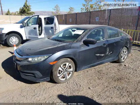 2HGFC2F52JH567194 — 2018 Honda Civic, фото 3 с аукциона IAAI, Передняя и задняя части