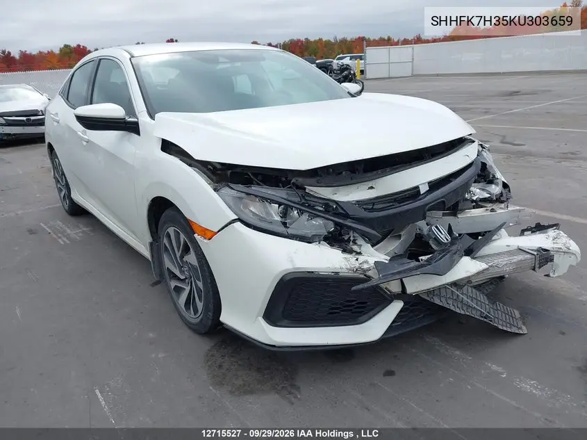 2019 Honda Civic Lx VIN SHHFK7H35KU303659 фото 1