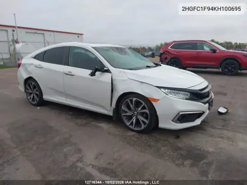 2019 Honda Civic Touring VIN 2HGFC1F94KH100695 фото 2