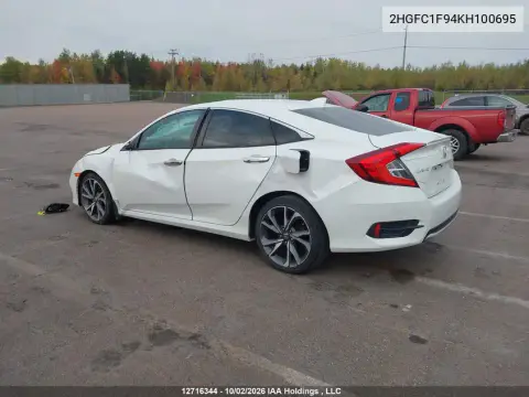 2019 Honda Civic Touring VIN 2HGFC1F94KH100695 фото 4