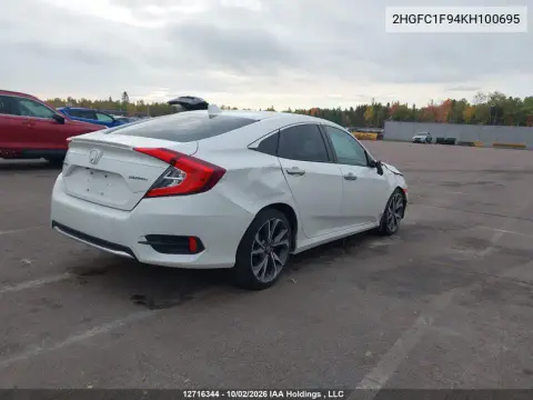 2019 Honda Civic Touring VIN 2HGFC1F94KH100695 фото 5