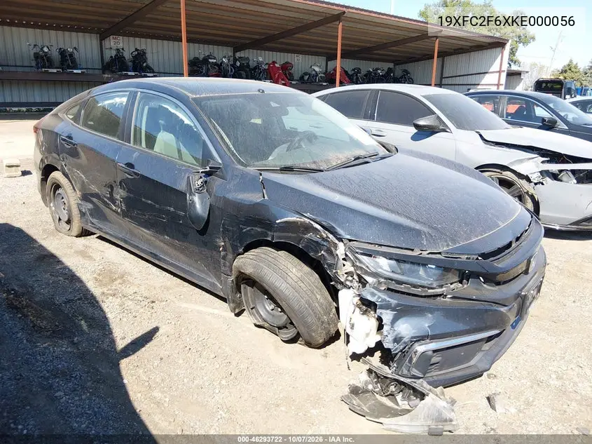 2019 Honda Civic Lx VIN 19XFC2F6XKE000056 фото 2
