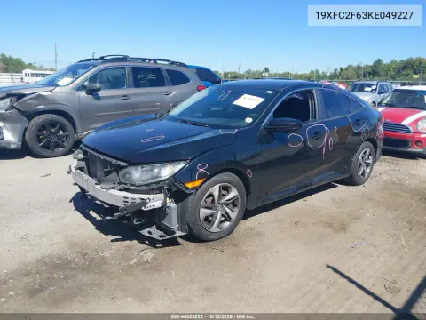 2019 Honda Civic Lx VIN 19XFC2F63KE049227 фото 3