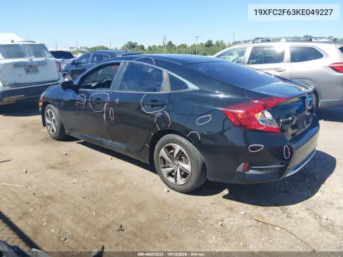 2019 Honda Civic Lx VIN 19XFC2F63KE049227 фото 4