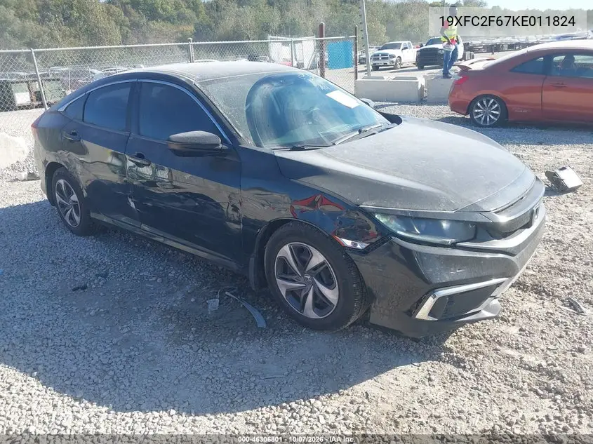 2019 Honda Civic Lx VIN 19XFC2F67KE011824 фото 2