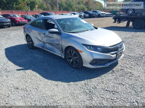 2019 Honda Civic Sport VIN 2HGFC2F81KH572947 фото 2