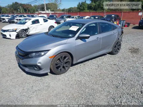 2019 Honda Civic Sport VIN 2HGFC2F81KH572947 фото 3
