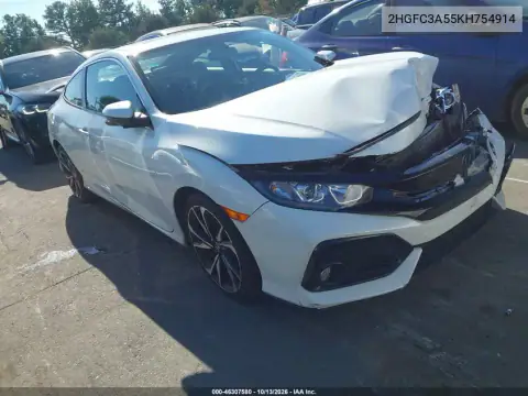 2HGFC3A55KH754914 — 2019 Honda Civic, Передняя часть, фото до ремонта