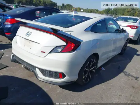 2019 Honda Civic Si VIN 2HGFC3A55KH754914 фото 4