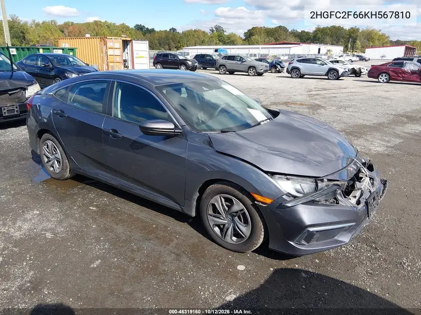 2019 Honda Civic Lx VIN 2HGFC2F66KH567810 фото 2