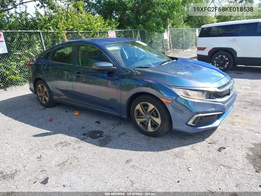2019 Honda Civic Lx VIN 19XFC2F68KE018538 фото 2