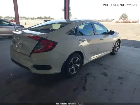 2HGFC2F67KH522178 — 2019 Honda Civic, фото 5 с аукциона IAAI, Передняя часть
