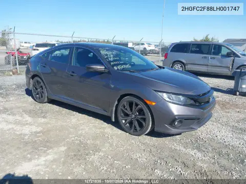 2HGFC2F88LH001747 — 2020 Honda Civic, Сзади, фото до ремонта