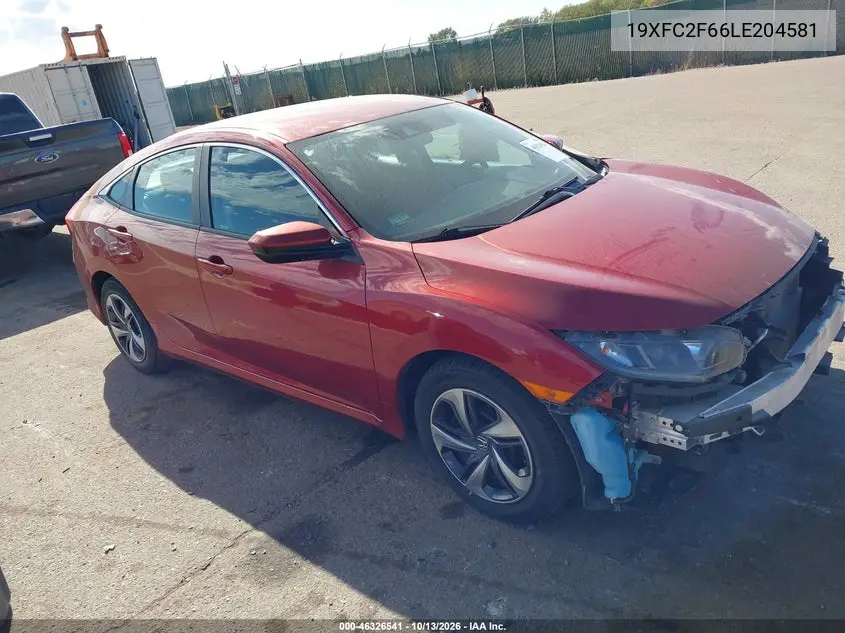2020 Honda Civic Lx VIN 19XFC2F66LE204581 фото 2