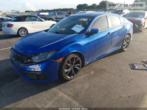 2020 Honda Civic Sport VIN 2HGFC2F85LH601030 фото 2
