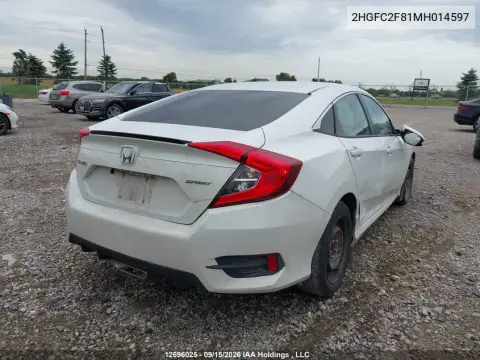 2021 Honda Civic Sport VIN 2HGFC2F81MH014597 фото 5