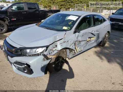 2021 Honda Civic Sport VIN SHHFK7H41MU415242 фото 3