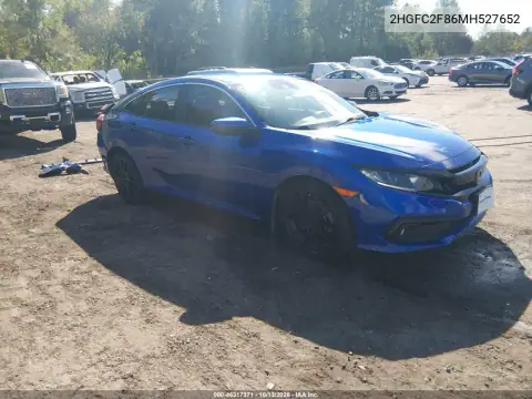 2HGFC2F86MH527652 — 2021 Honda Civic, Задняя часть слева, фото до ремонта