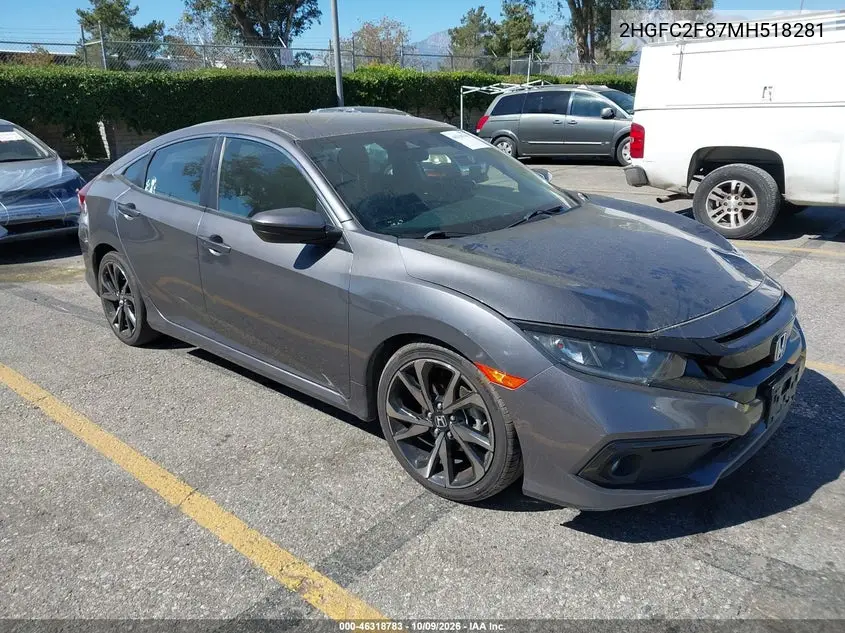 2021 Honda Civic Sport VIN 2HGFC2F87MH518281 фото 2
