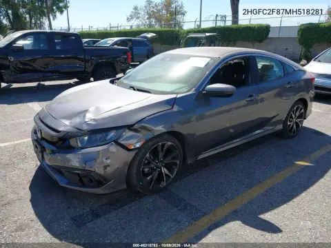 2021 Honda Civic Sport VIN 2HGFC2F87MH518281 фото 3