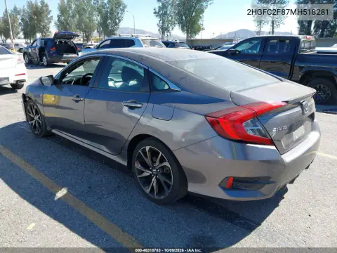 2021 Honda Civic Sport VIN 2HGFC2F87MH518281 фото 4