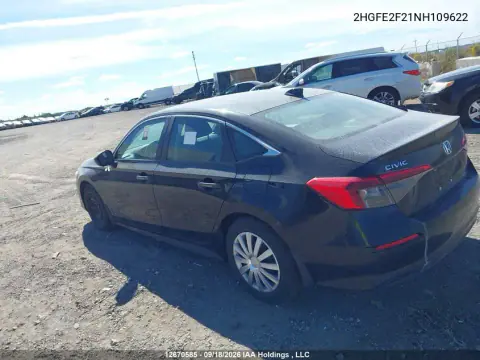 2022 Honda Civic Lx VIN 2HGFE2F21NH109622 фото 4