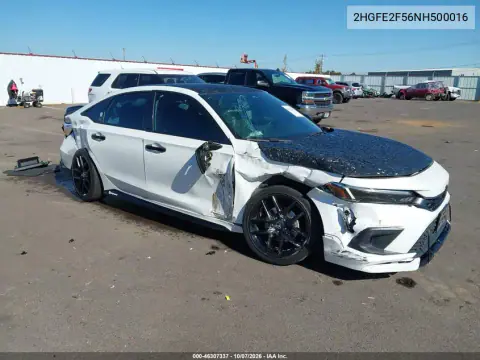 2HGFE2F56NH500016 — 2022 Honda Civic, Правая сторона, фото до ремонта