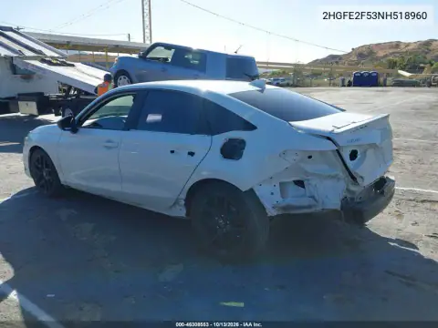 2022 Honda Civic Sport VIN 2HGFE2F53NH518960 фото 4