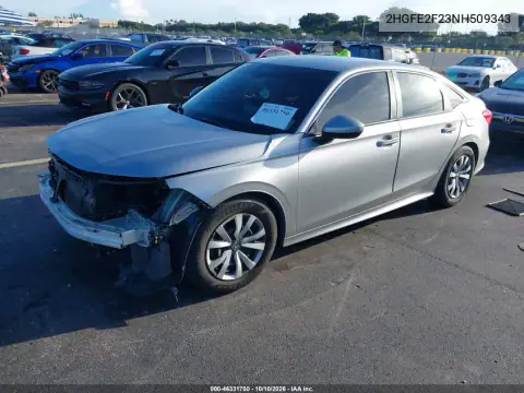 2022 Honda Civic Lx VIN 2HGFE2F23NH509343 фото 3