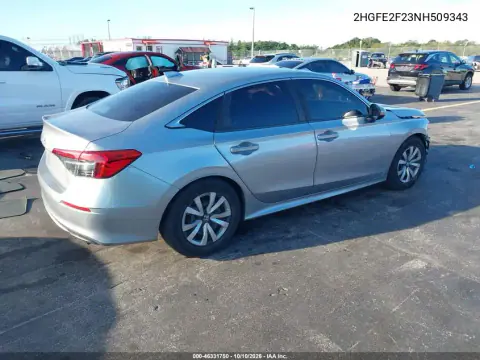 2022 Honda Civic Lx VIN 2HGFE2F23NH509343 фото 5