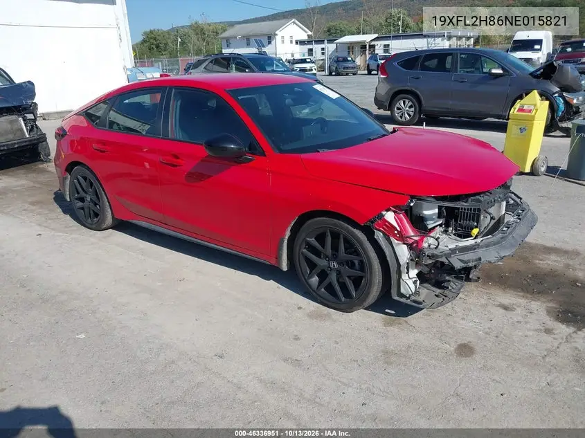 19XFL2H86NE015821 Honda Civic 2022 — повреждение Передняя часть, фото до ремонта
