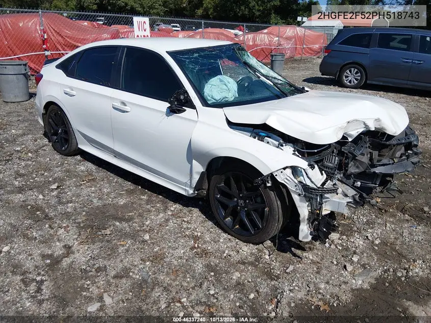 2023 Honda Civic Sport VIN 2HGFE2F52PH518743 фото 1