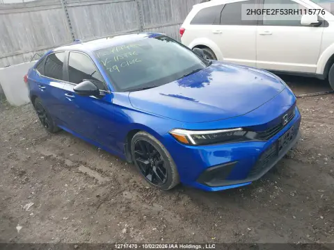 2HGFE2F53RH115776 — 2024 Honda Civic, Град, фото до ремонта