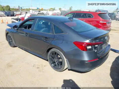 2024 Honda Civic Sport VIN 2HGFE2F59RH549586 фото 4