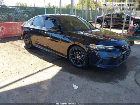 2HGFE2F50RH593010 — 2024 Honda Civic, Передняя часть, фото до ремонта