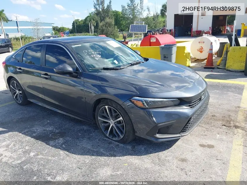 2024 Honda Civic Touring VIN 2HGFE1F94RH309875 фото 2
