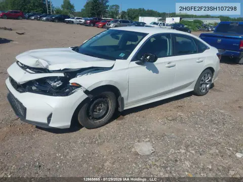 2025 Honda Civic Lx VIN 2HGFE2F23SH107298 фото 3
