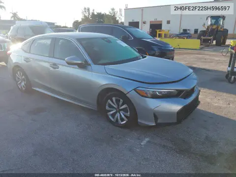 2HGFE2F22SH596597 — 2025 Honda Civic, Естественный износ, фото до ремонта