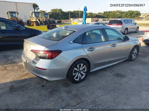 2025 Honda Civic Lx VIN 2HGFE2F22SH596597 фото 5
