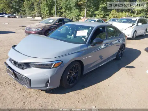 2026 Honda Civic Sport VIN 2HGFE2F53TH554175 фото 2