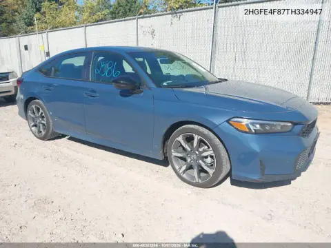 2026 Honda Civic Hybrid Sport/Sport Touring VIN 2HGFE4F87TH334947 фото 1