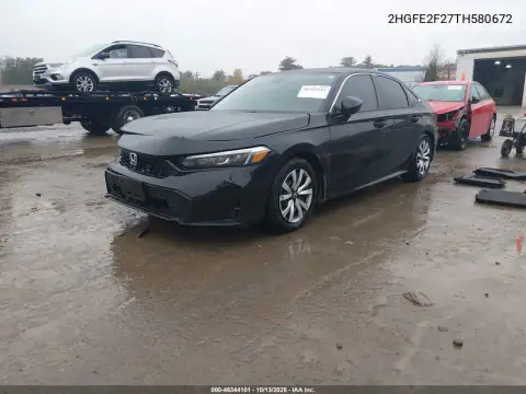 2026 Honda Civic Lx VIN 2HGFE2F27TH580672 фото 3