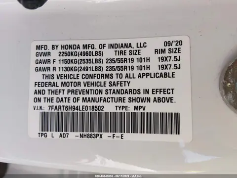2020 Honda Cr-v Hybrid Touring VIN 7FART6H94LE018502 фото 9
