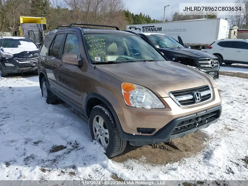 2002 Honda Cr-V Ex VIN JHLRD78962C803634 фото 2