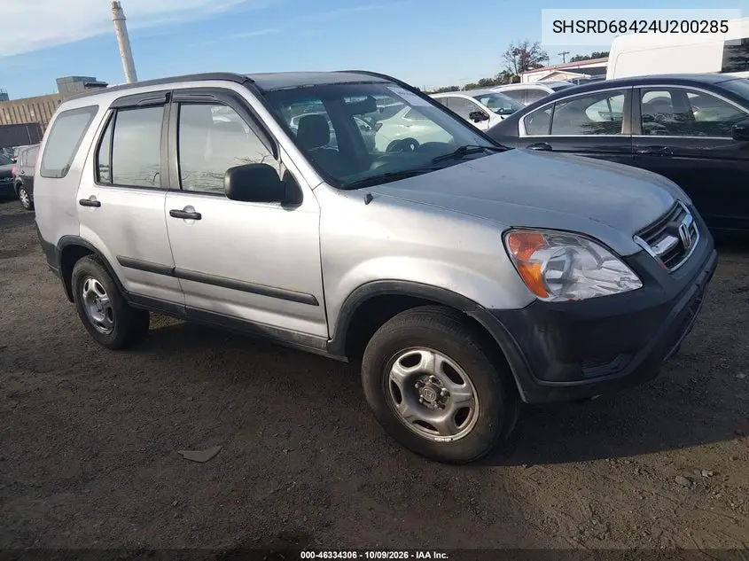 2004 Honda Cr-V Lx VIN SHSRD68424U200285 фото 1