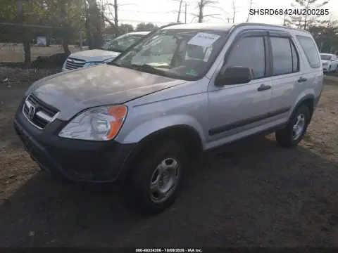 2004 Honda Cr-V Lx VIN SHSRD68424U200285 фото 2