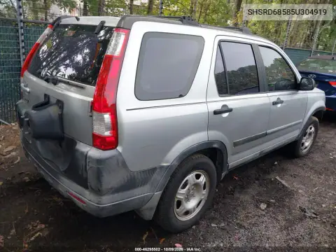2005 Honda Cr-V Lx VIN SHSRD68585U304919 фото 4