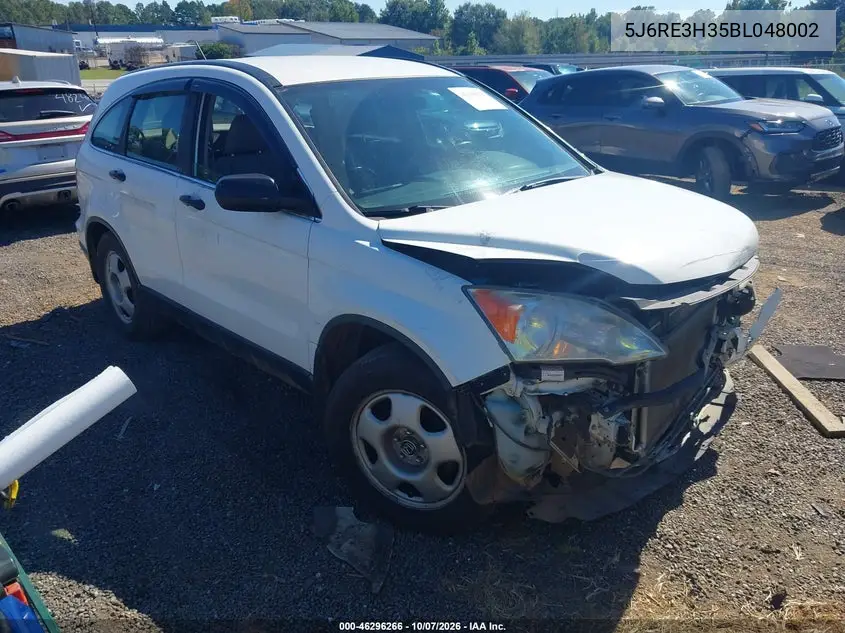 2011 Honda Cr-V Lx VIN 5J6RE3H35BL048002 фото 2