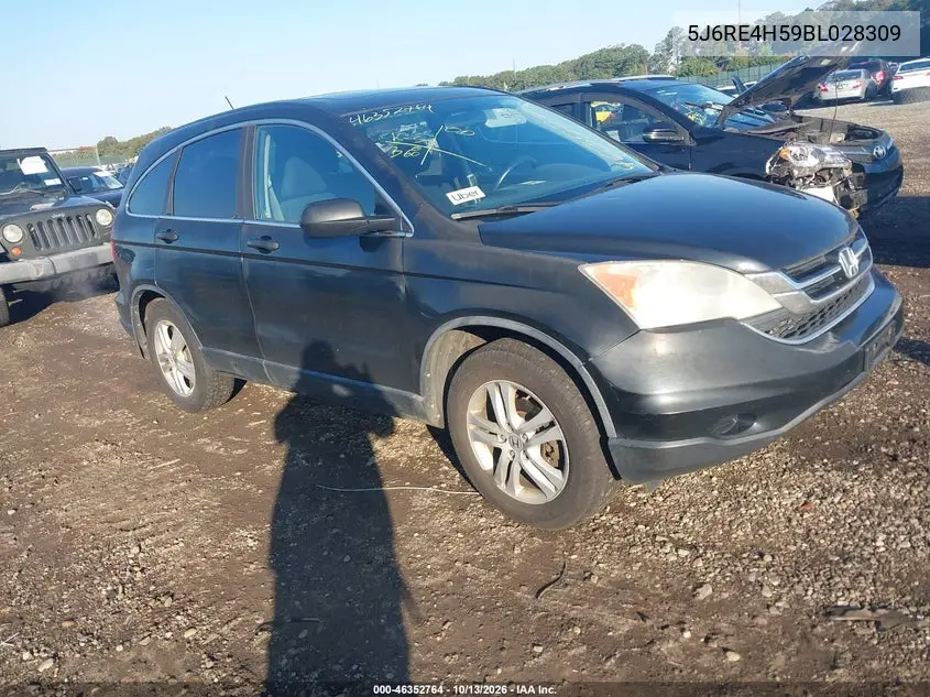 2011 Honda Cr-V Ex VIN 5J6RE4H59BL028309 фото 2